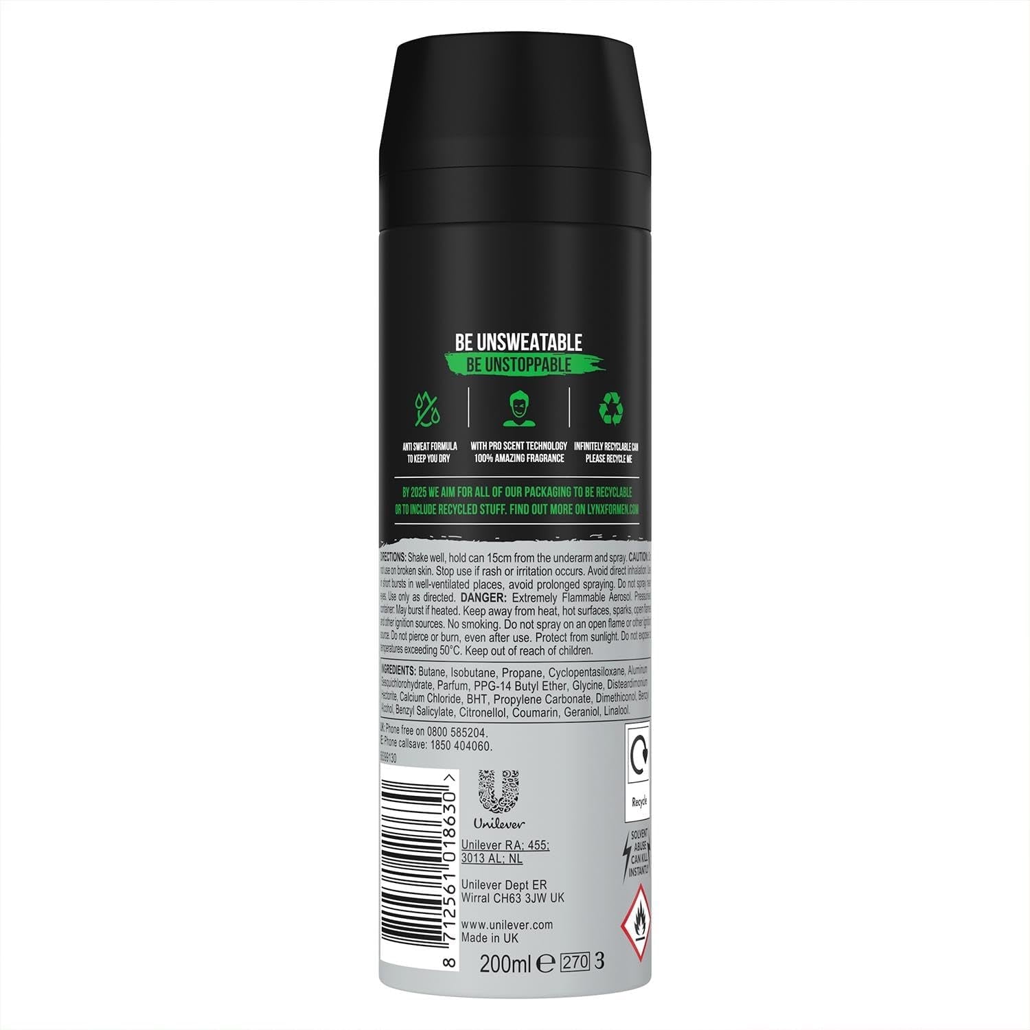 Lynx Africa 72 Hour Protection against Odour and Wetness Anti-Perspirant Deodorant Spray No Fuss Aerosol for All-Day Freshness 200 Ml Pack of 3 - Packaging May Vary-Amene Beauty