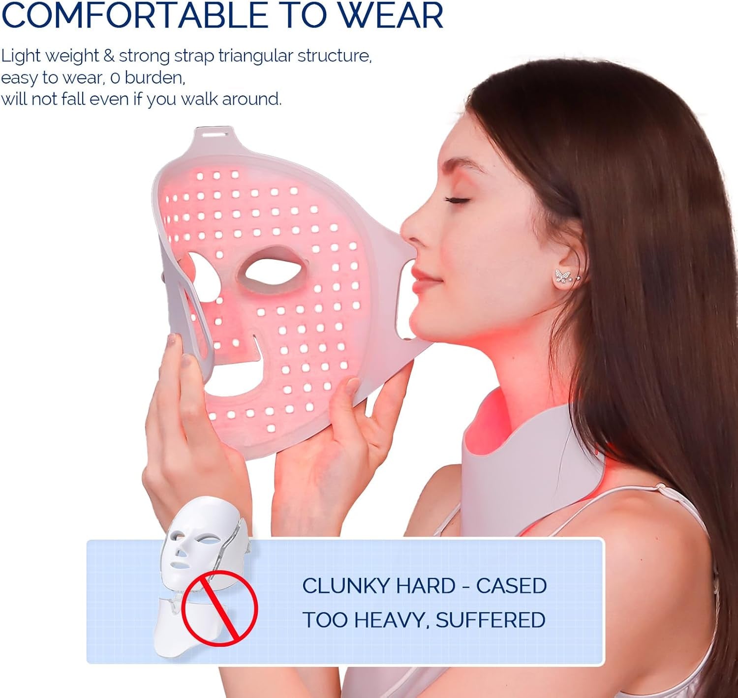 LED Face Light Therapy Mask with Remote Control, Red Light Therapy Mask for Face & Neck. Soft Silicone Beauty Device for Rejuvenation Skin Tightening Anti-Aging-Amene Beauty