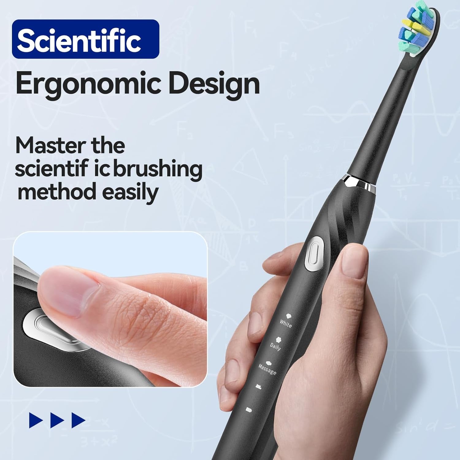 Electric Toothbrush with Travel Case, Travel Toothbrush with 10 Toothbrush Heads & Holder, Rechargeable Toothbrush with Smart Timer for Adults and Kids, Sg-2316(Black)-Amene Beauty