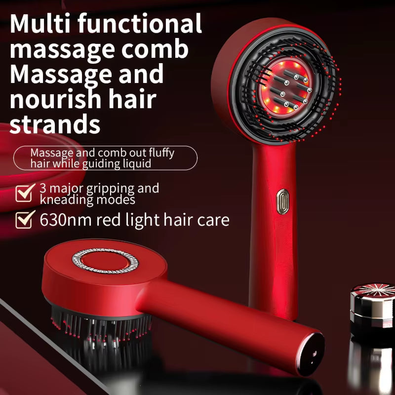 Electric Massage Comb for Hair Growth Massage Scalp Microcurrent Red Light Hair Brush anti Hair Loss Liquid Oil Applicator-Amene Beauty