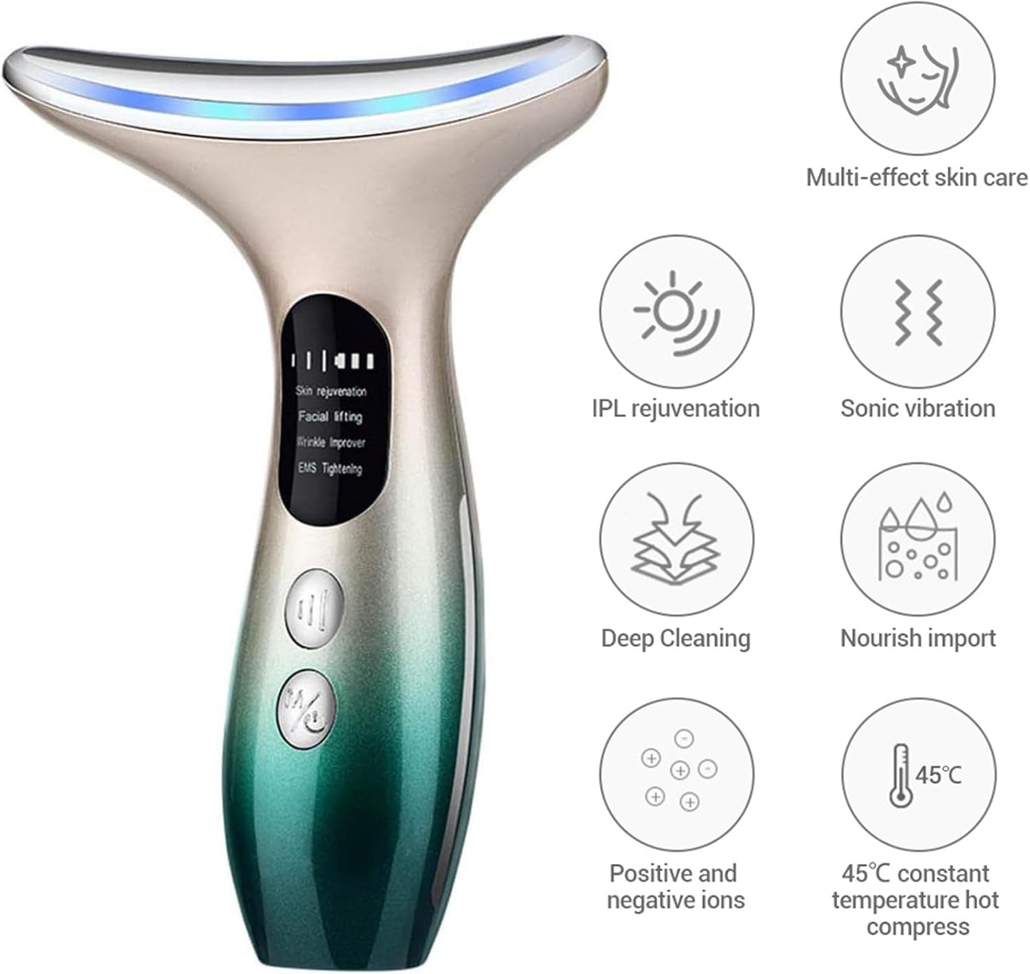 Face Massager?Anti-Wrinkle Face Device?Portable Skin Tightening Beauty Toning Device with 45 ±5°C Heat and 4 Massage Modes for Skintightening & Neck Lifting EMS Massage Face Toning Firming (Gradient)-Amene Beauty