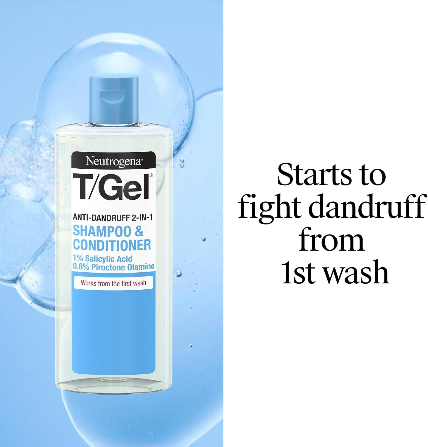 T/Gel 2 in 1 Anti-Dandruff Shampoo and Conditioner (1X 250Ml), Shampoo and Conditioner to Help Fight Dandruff from First Wash, Haircare for Soft, Shiny Healthy-Looking Hair and Scalp-Amene Beauty