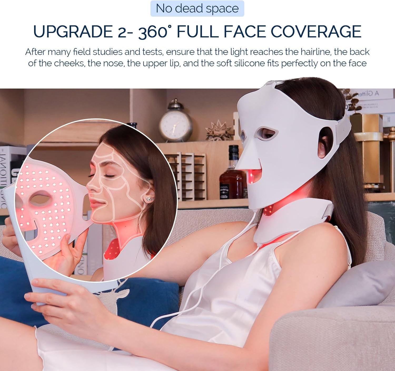LED Face Light Therapy Mask with Remote Control, Red Light Therapy Mask for Face & Neck. Soft Silicone Beauty Device for Rejuvenation Skin Tightening Anti-Aging-Amene Beauty