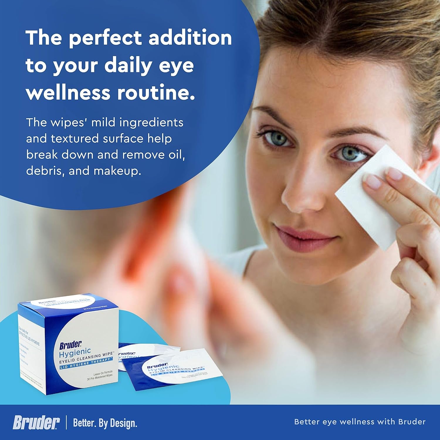 Hygienic Eyelid Cleansing Wipes | Rinse-Free Exfoliating Wipes Remove Excess Oil and Debris from Eyelids & Lashes | Remove Make up & Oil L Eye Care L Eye Cleanse L Non-Allergenic L 30 Count Box-Amene Beauty