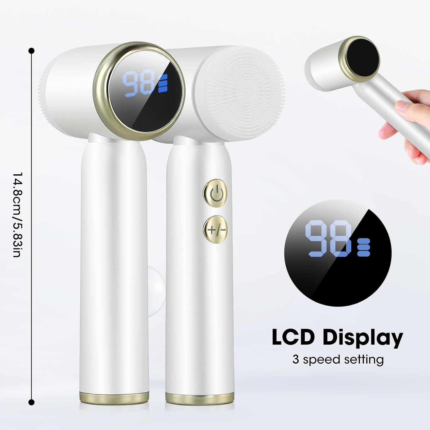 Facial Cleansing Brush,Electric Face Cleanser with 6 Exfoliating Brush Heads,Usb Rechargeable Face Brush with 3 Speed Levels,Waterproof Facial Brush,Lcd Display,360° Rotating Facial Brush for Cleaning-Amene Beauty