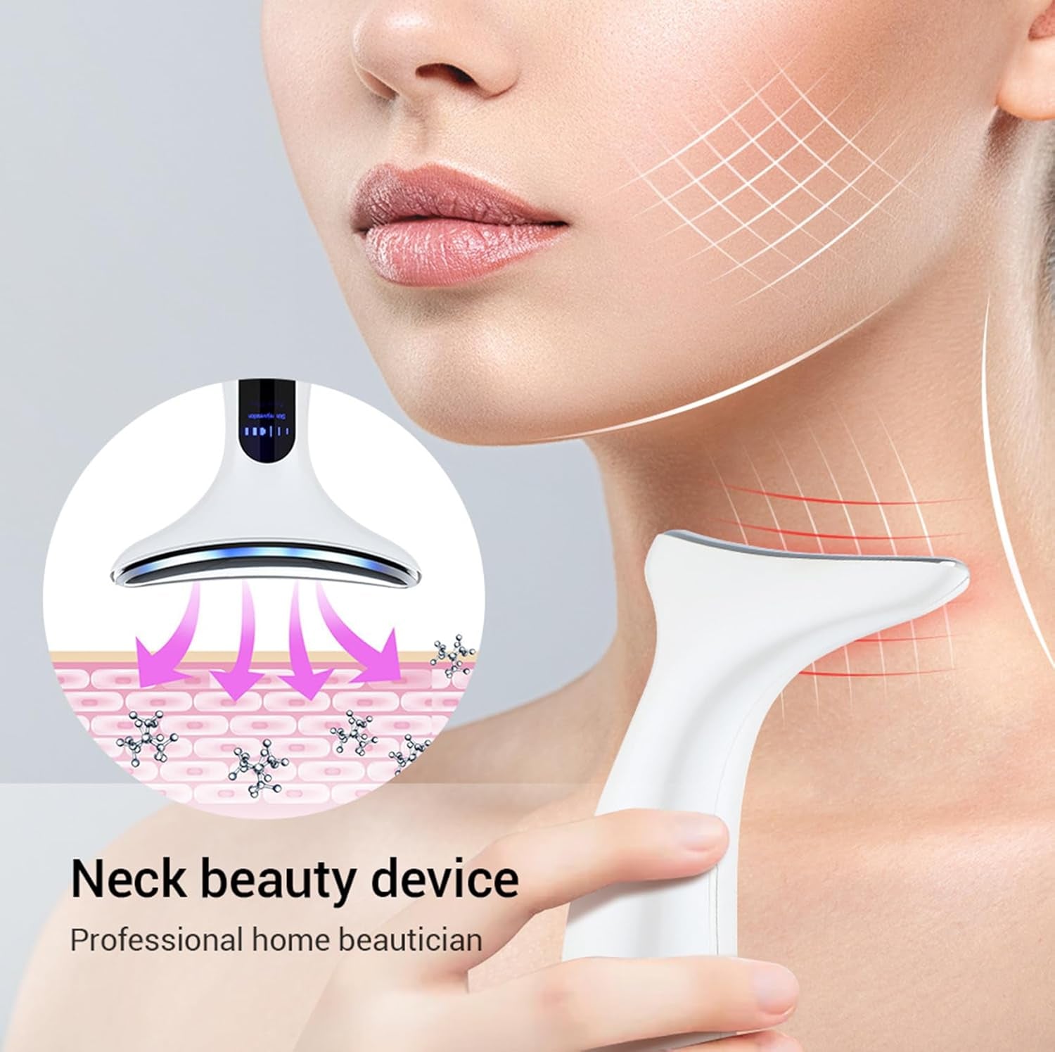 Face Massager?Anti-Wrinkle Face Device?Portable Skin Tightening Beauty Toning Device with 45 ±5°C Heat and 4 Massage Modes for Skintightening & Neck Lifting EMS Massage Face Toning Firming (Gradient)-Amene Beauty