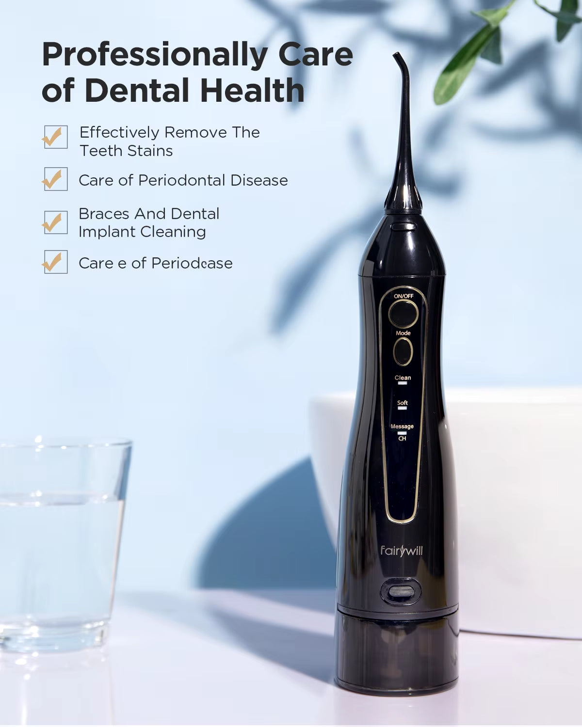 Water Flossers Oral Irrigator Rechargeable Portable Dental 3 Modes Water Tank for Teeth 300ML Waterproof Teeth Cleaner-Amene Beauty