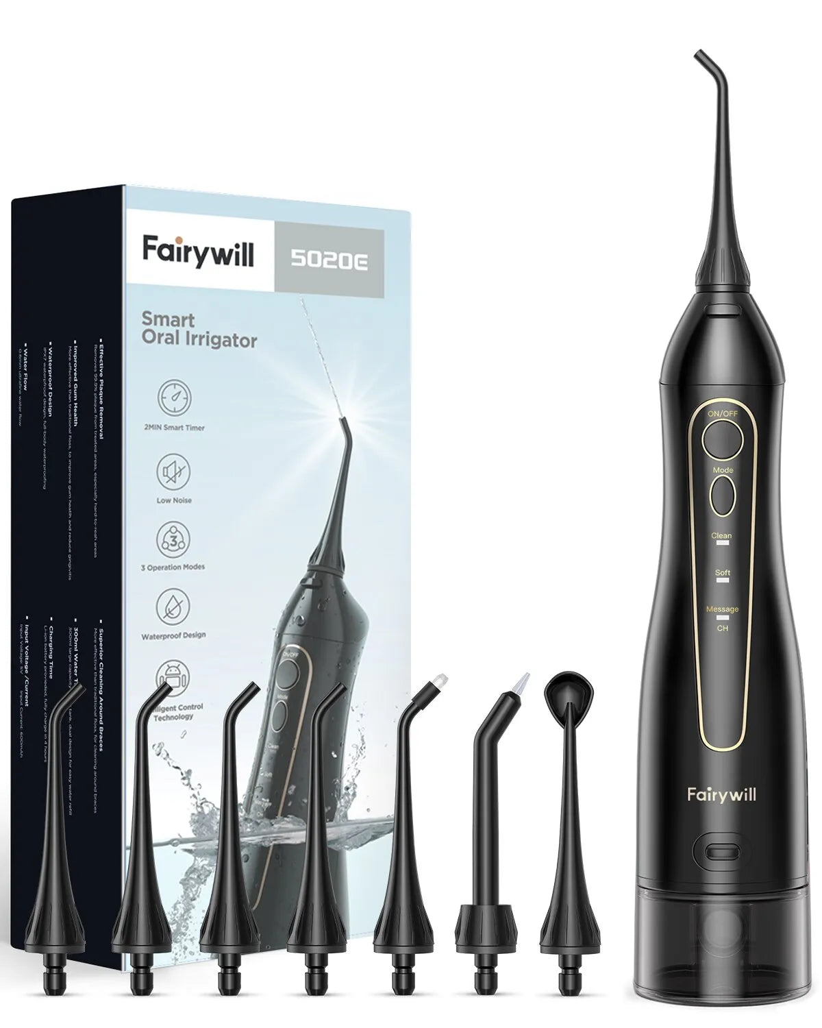 Water Flossers Oral Irrigator Rechargeable Portable Dental 3 Modes Water Tank for Teeth 300ML Waterproof Teeth Cleaner-Amene Beauty