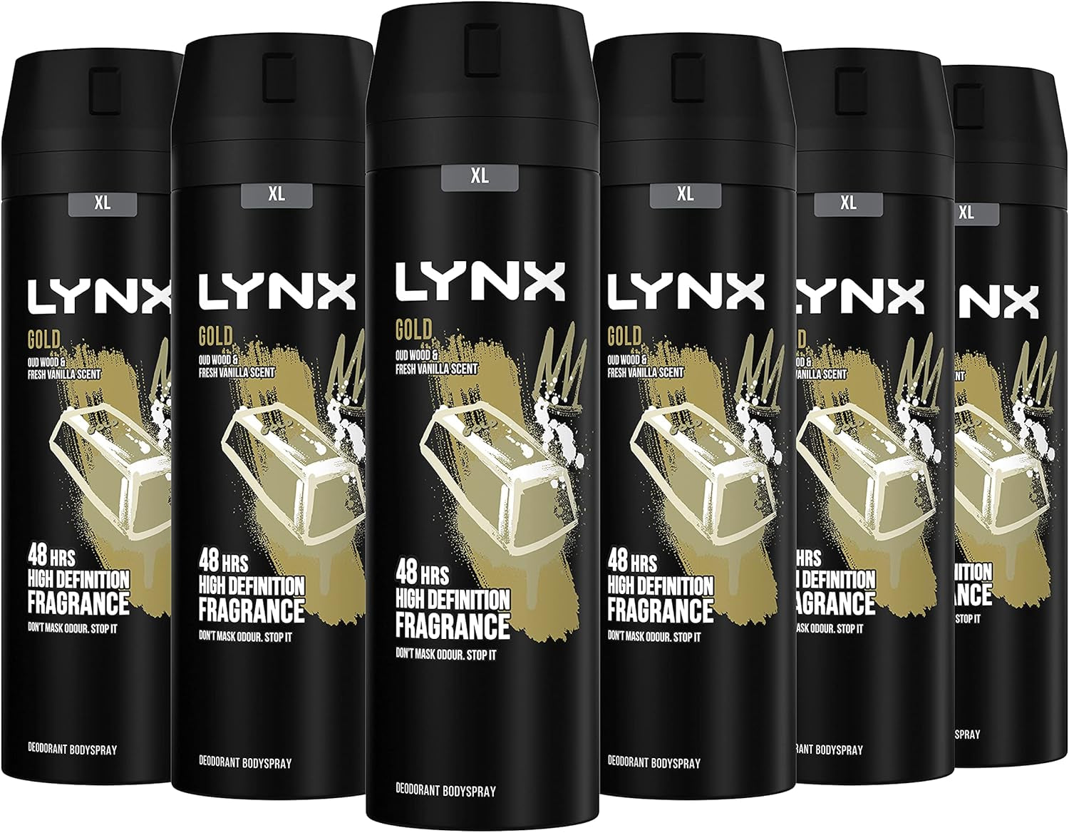 Gold Bodyspray 48 Hours of Odour-Busting Zinc Tech Deodorant to Finish Your Style 6X 200 Ml-Amene Beauty