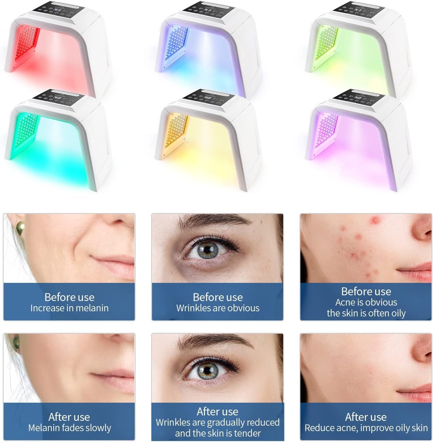 Red Light Therapy Lamp with Nano Spray,6 Colors Led Light Therapy Mask,Pdt Machine,Led Face Light Therapy Mask,178Pcs Leds,Anti-Anging,Rejuvenation,Firming,Smooth Wrinkle,Skin Brighten-Amene Beauty