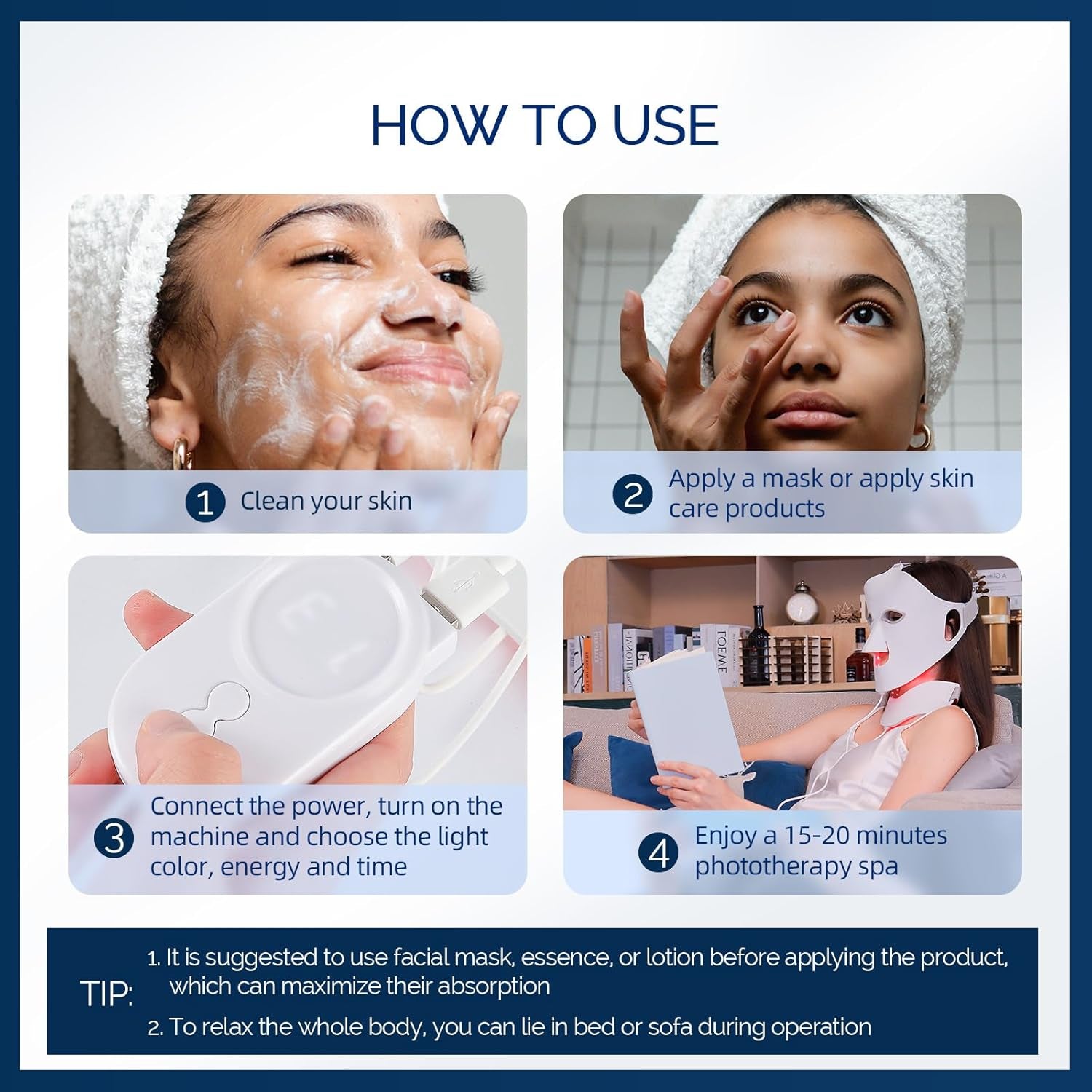 LED Face Light Therapy Mask with Remote Control, Red Light Therapy Mask for Face & Neck. Soft Silicone Beauty Device for Rejuvenation Skin Tightening Anti-Aging-Amene Beauty