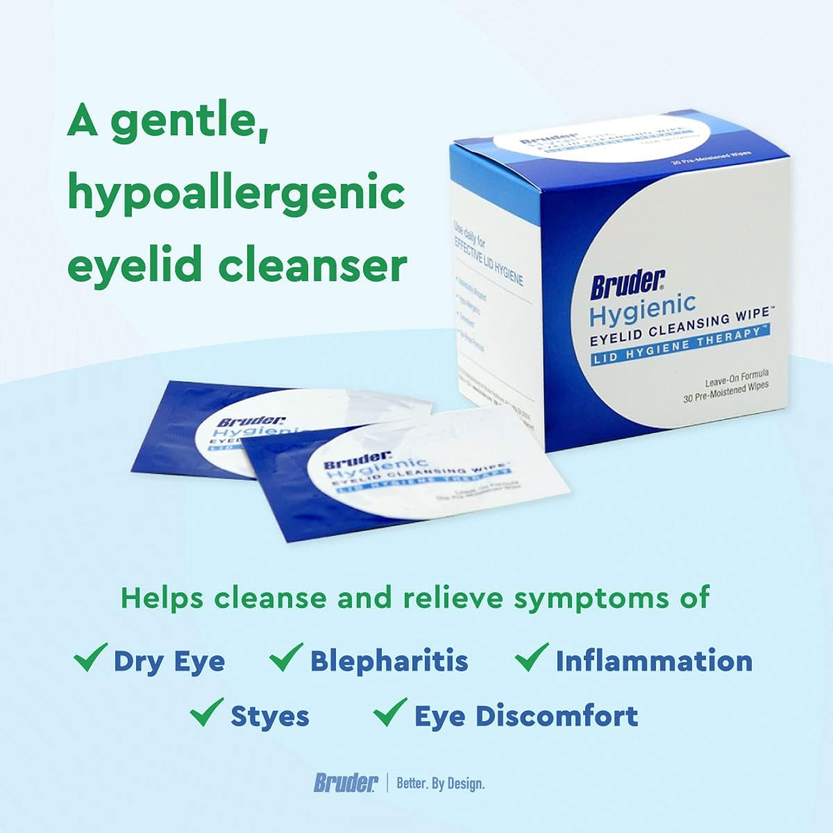 Hygienic Eyelid Cleansing Wipes | Rinse-Free Exfoliating Wipes Remove Excess Oil and Debris from Eyelids & Lashes | Remove Make up & Oil L Eye Care L Eye Cleanse L Non-Allergenic L 30 Count Box-Amene Beauty