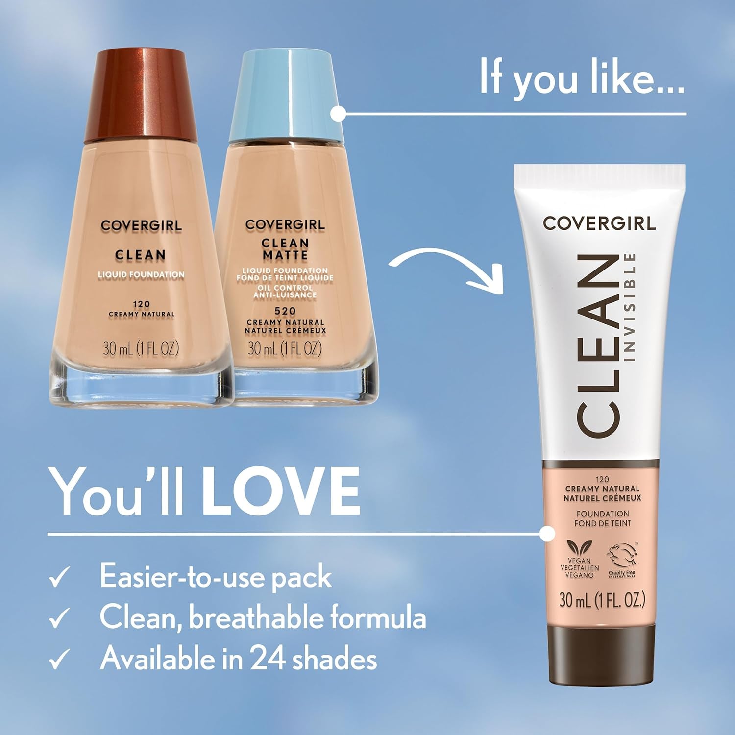 Clean Makeup Foundation Creamy Natural 120, 1 Oz (Packaging May Vary)-Amene Beauty