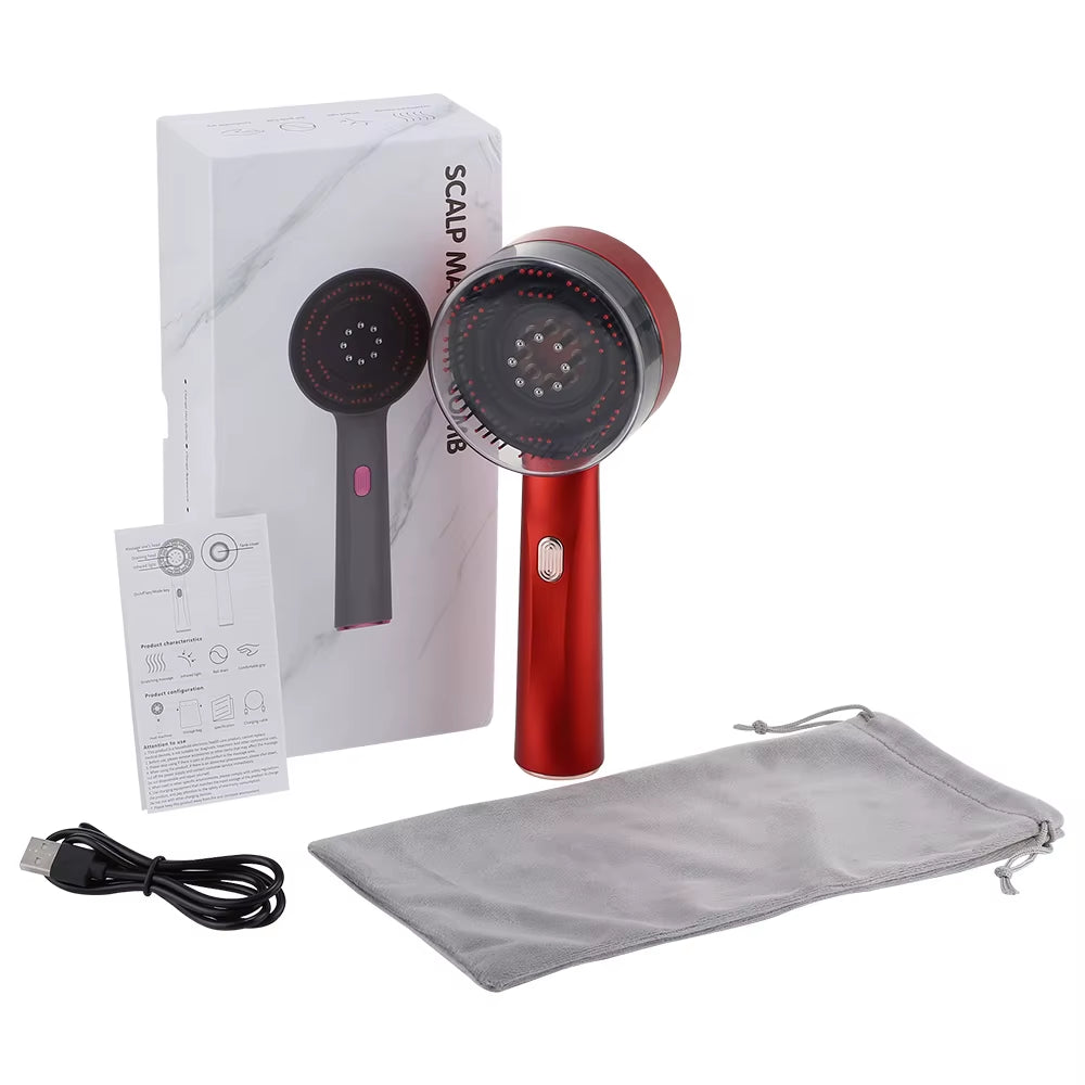Electric Massage Comb for Hair Growth Massage Scalp Microcurrent Red Light Hair Brush anti Hair Loss Liquid Oil Applicator-Amene Beauty